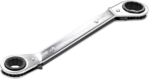 sourcing map Reversible Ratcheting Wrench, 11/16-inch x 7/8-inch Offset Double Box End, Cr-V