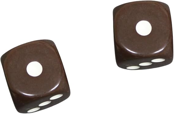 Premium Brown Gaming Dice, 16mm D6 Opaque Dice with White Dots for Tabletop Games,