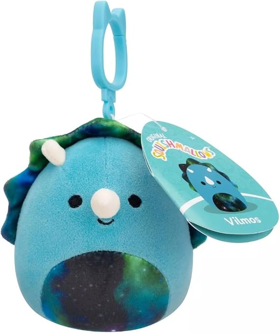 Squishmallows 3.5 Inch Clip-on Plush - Vilmos The Triceratops