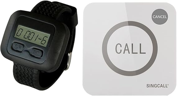 SINGCALL Wireless Caregiver Pager System 1 Nurse Call Button and 1 Mobile Receiver for Elderly