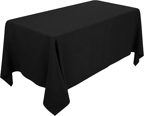 WedDecor 70" x 126" Rectangular Black Premium Quality Tablecloth, 1 Piece