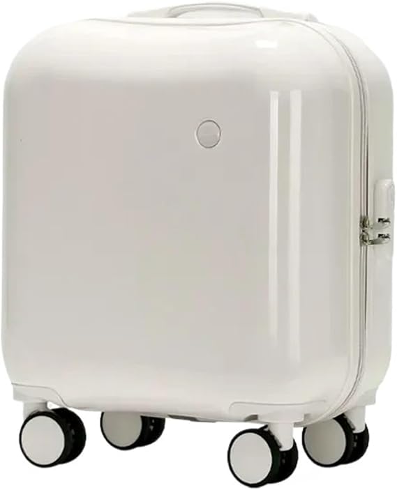 Small Suitcases 18 Inch Mini Cute Suitcase Ladies Small Lightweight Luggage Boardable Trolley Case Universal Silent Wheel(White,20)