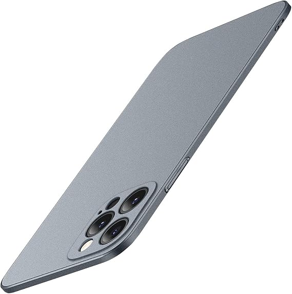 Casechics iPhone ケース、高級マット ハード PC スリム フィット 超薄型 軽量 カメラレンズ保護 ソフト 耐衝撃カバー スマホケース グレー、iPhone 16 Pro