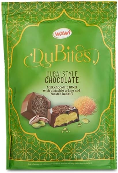 Katsy Style Pistachio Flavour - Wawi Dubites Dubai Style Chocolate, Milk Chocolate with Roasted Kadaifi and Creamy Pistachio, 100g - Premium Sweet Snack, Individually Wrapped - Pack of 1