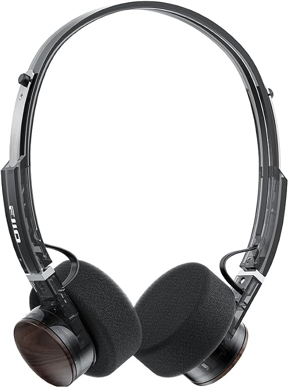 FiiO EH11 Retro Kulak Üstü Bluetooth Kulaklık, LDAC Yüksek Çözünürlüklü Kablosuz, Hafif 92g, 30 Saat Çalma Süresi, Çift Cihaz Bağlantısı, Uygulama EQ ve Oyun Modu, Dahili Mikrofon (Şeffaf Siyah)