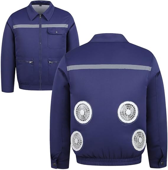 Air-Conditioned Work Jacket, Unisex Outdoor Work Uniform Jacket with Cooling Fans for Men Women, with 2/3/4 Fan and 1 Data Cable, Air Conditioning Clothes Cool Work