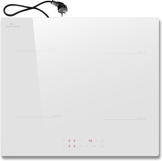 Induction Hob 4 Burners White DELITEER, Recessed, 60 cm