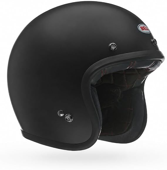 Bell Custom 500 Solid ECE – Motorcycle Helmet ECE 22.06 Certified – Vintage Helmet – Fiberglass Helmet – IONIC+PADDING – Fiberglass Composite Shell – Matte Black, Size: XL