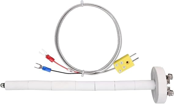 Type K Thermocouple with Ceramic Bead Core and 3.3ft Fiberglass Cable丨 High Temp Probe up to 2372°F for Kiln Furnace丨 Stainless Steel Shield丨 3.2mm Wire Diameter丨(200mm)