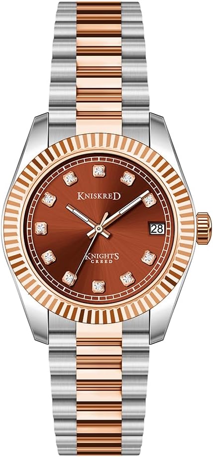 Klassische Armbanduhren für Damen mit Kristall Akzent und Solid Edelstahl Band Damen Kleidung Uhr Wasserdicht