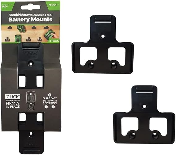 StealthMounts バッテリーホルダー EGO 56V 2パック - EGO用ブラックバッテリーマウント | EGO 56V用マウント | 英国製
