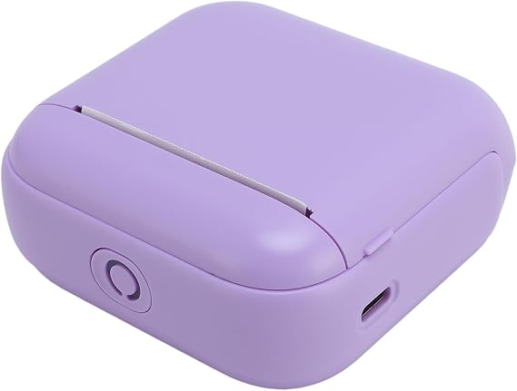 Bewinner Thermal Mini Printer, Portable Inkless Sticker Maker, 203dpi Bluetooth Thermal Printer Label Makers, Pocket Printer for Pictures, Photos, Journals, DIY (Purple)