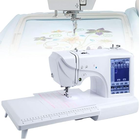 Automatic Sewing Machine with Digital Embroidery, 132 Built-In Stitches, 210 Letters, 30 Pattern Borders, 158 Embroidery Designs, 7'' LCD Screen, USB Port