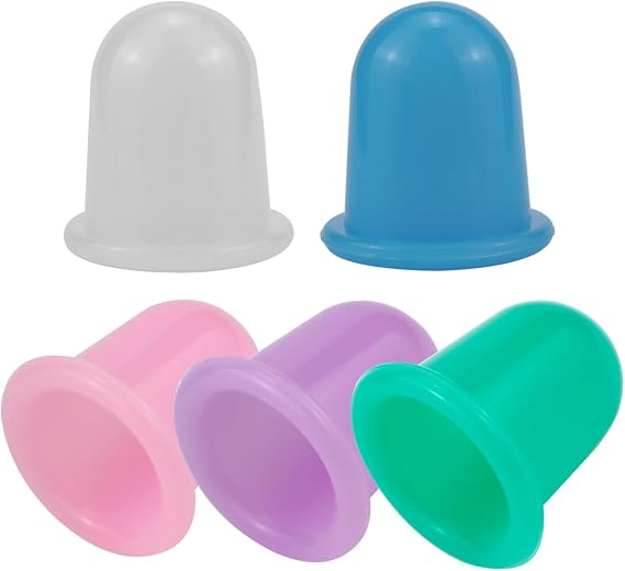 5pcs Silicone Cupping Therapy Set Accessory Body Facial Skincare Cupping Cellulite Massage Cup, Vacuum Massage for Health and Beauty Care Lymphatic Drainage Relief Pain Fascia