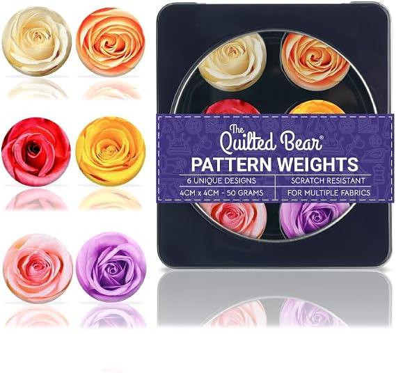 The Quilted Bear Fabric & Paper Pattern Weight Set, Roses