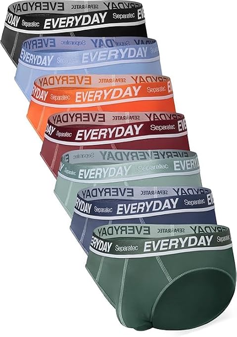 Separatec Men's Underwear 7 Pack Colorful Highly Stretchy Cotton Separate Pouch Briefs, Assorted Colors, Medium