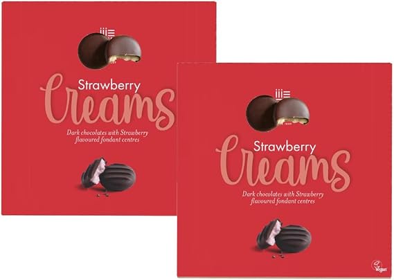 Whittakers Orange Creams,Coffee Creams,Strawberry Creams,Peppermint Creams Chocolate Gift Boxes 90g (2 x Boxes, Strawberry Creams Box 90g)