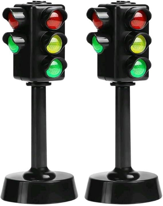 2PCS Toy traffic lights Mini LED Traffic Stop Light for Kids Educational
