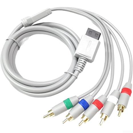 Component AV Cable for for wii and for wii U 1.8M Gold Plated HD Video Wire All-Copper Construction for HDTV Gaming Setup Silver Grey
