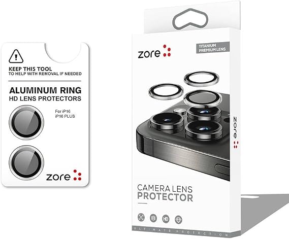 ZORE Apple İle Uyumlu iPhone 16 iPhone 16 Plus CL-12 Premium Safir Parmak İzi Bırakmayan Anti-Reflective Kamera Lens Koruyucu Gümüş