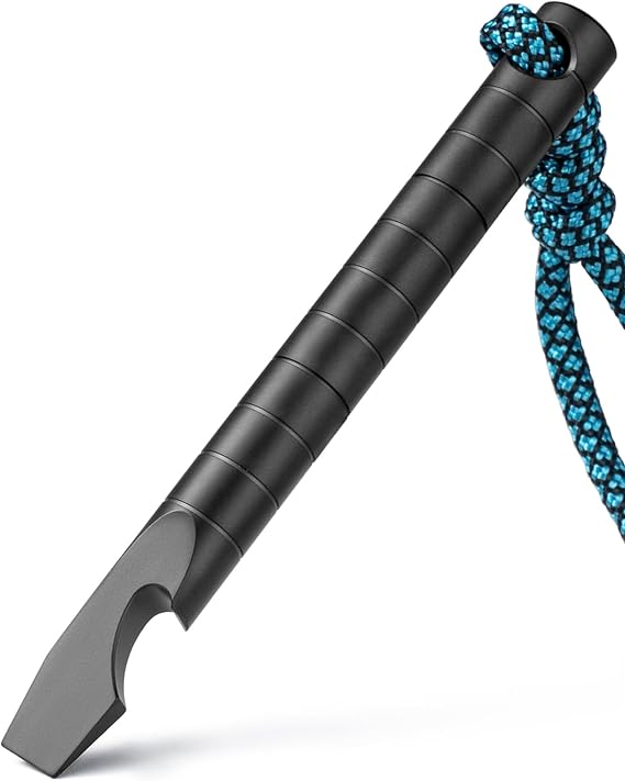 TISUR Titanium EDC Pry Bar, Keychain Prybar Multitool With Bottle Opener, 6 in 1 Portable Pocket Mini Crowbar Tool