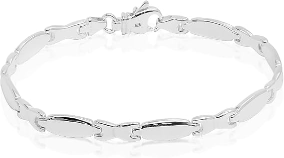 LeCalla Solid Real 925 Sterling Silver Classic Men's Link Bracelets | Italian Silver Bracelets for Men | Handmade Classic Design Chain Bracelet for Men 8, 8.5 Inches, Made in Italy