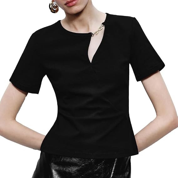 URBAN REVIVO Womens Basic Long Sleeve Top Slim Fit Stretch Tee