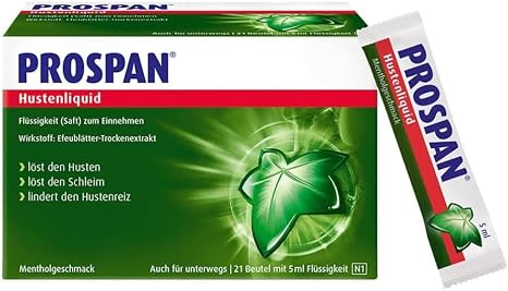 Prospan Cough Liquid in Stick Bag (21 x 5 ml) - Noticeably Relieves Cough & Proven Quickly - Strong Against Cough & Bronchitis - Ideal for on the Go