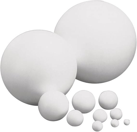 Rayher Styrofoam Ball, White, 2 parts, 15 cm ø