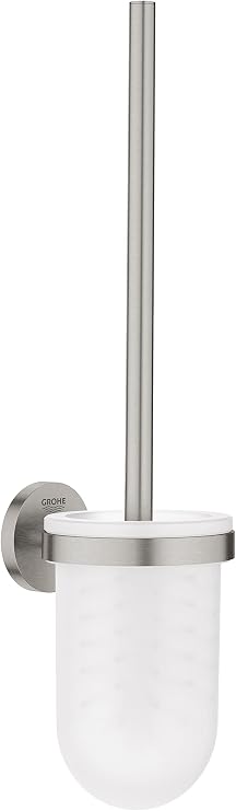GROHE Start 41185DC0 Toilet Brush Set (Material: Glass/Metal Wall Mounted Concealed Fixing) Super Steel
