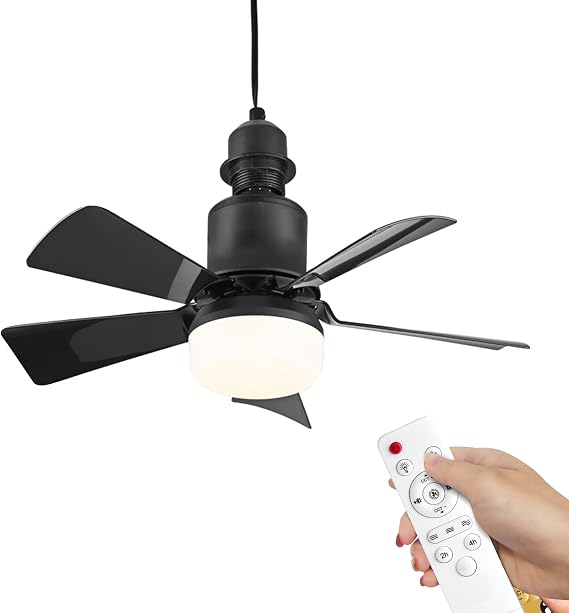E27 Socket Ceiling Fan with Lights and Remote, 30W Dimmable LED Ceiling Fan 3 Wind Speeds 3 Color Modes with 1/2/4 Hour Timer, Screw in Mount Fan Light for Bedroom Living Room Office (Black) [Energy Class A+++]