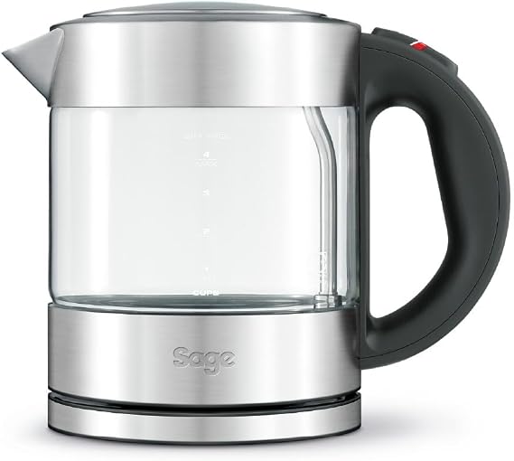 Sage Compact Kettle Pure, 1L Glass Kettle, Brushed Stainless Steel