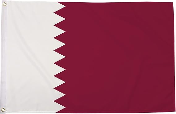 Qatar Flag 5ft x 3ft National Flag Maroon White Serrated Edge Nine Points Premium Quality Polyester Double Stitched Brass Grommets 150cm x 90cm Indoor Outdoor Banner Display