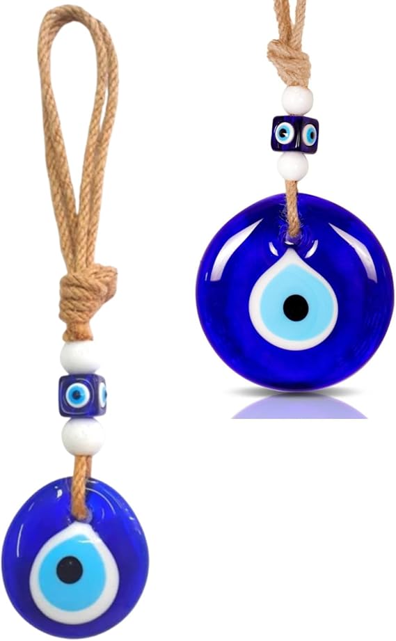 Evil Eye Hanging Decoration, 2pcs Evil Eye,Turkish Eye, Lucky Eye, Evil Eye Wall Hanging, Car Charm, Car Accessories for Jewelry Good Luck Protection Wedding Party Favors (5cm)