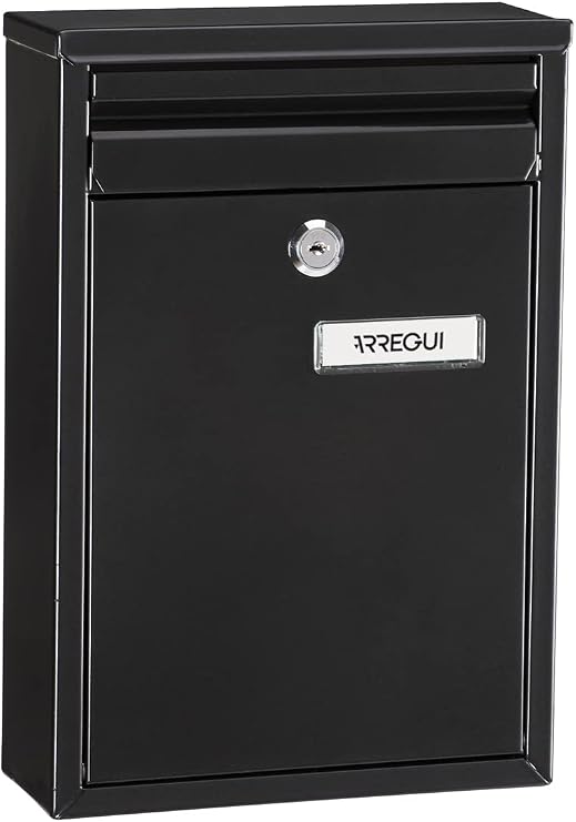 Arregui 1832D87 Postbox for Outdoor or Indoor Hallway, Black