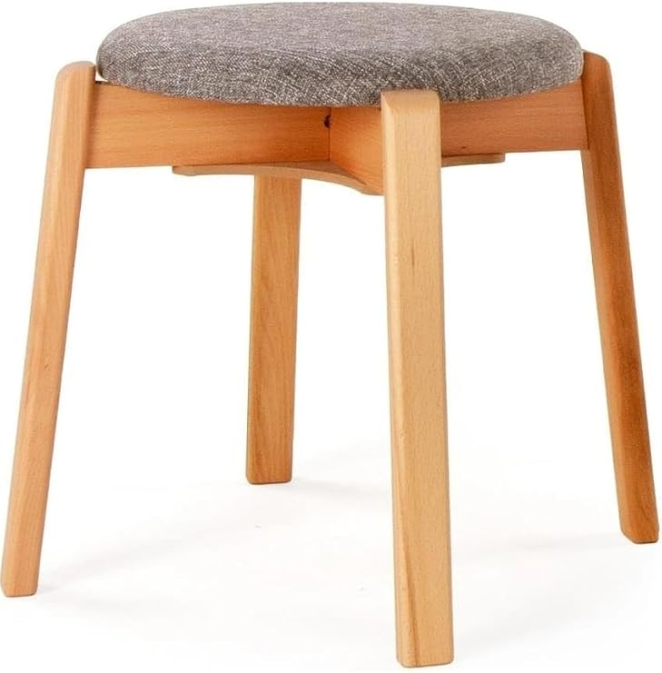 Arc Kayın Puf Tabure Yuvarlak Modern Bench Oturak Tekli (Gri)