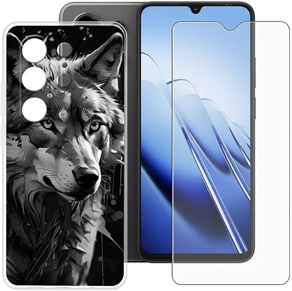 Blackview Wave 1017.48 cm用ケースケース+スクリーンプロテクター-カバーソフトシェルシリコン保護ケース クリアバンパーベルト 硬度9Hフィルム保護 -ブラックタイガー