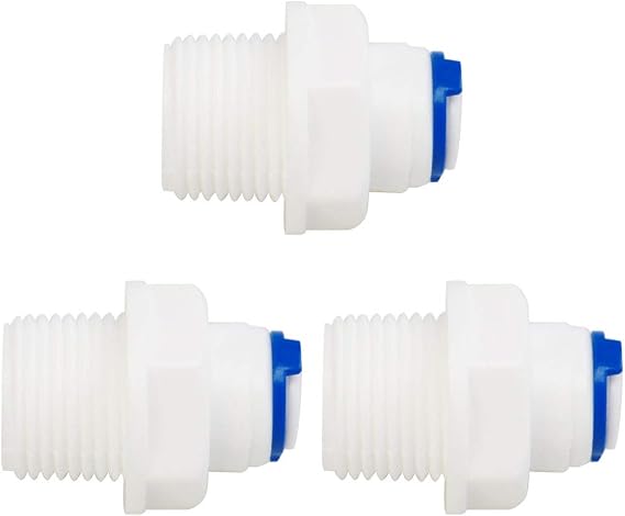 sourcing map Connector for Water Purifier Male BSP 3/8" to 1/4" OD 3pcs