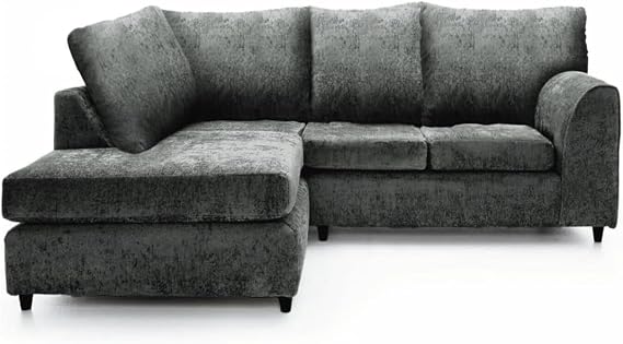 Left Corner Sofa Chenille - Soft Memory Foam Filled Fixed on Non-Slip Back & Seating Cushions - Home Living Room Bedroom Office Sitting Couc