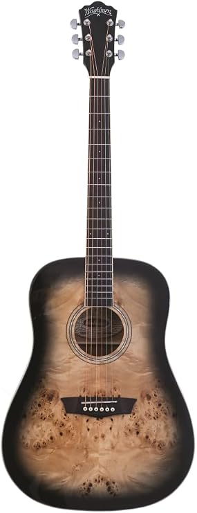 Washburn Deep Forest Burl 6 String Acoustic Guitar, Right (DFBDB)