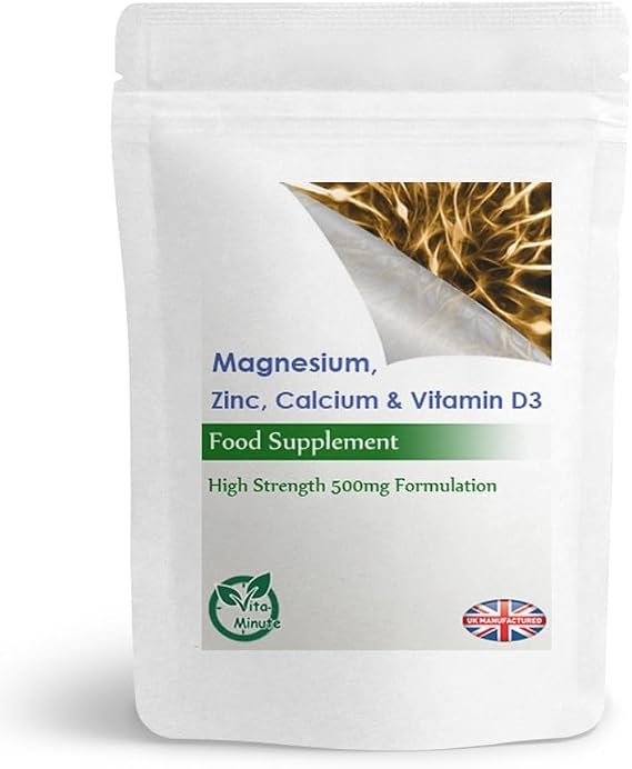 Calcium, Magnesium, Zinc & Vitamin D3 Tablets, Essential Minerals (Pack of 90)