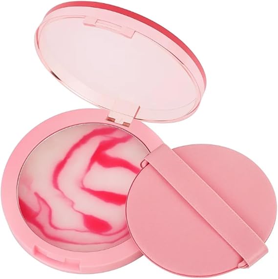 Pressed Setting Powder Long Lasting Oil Control Matte Finish – Pink White Face Powder Tone Correcting Brightening Natural Finish – Blurring Lightweight Compact Makeup