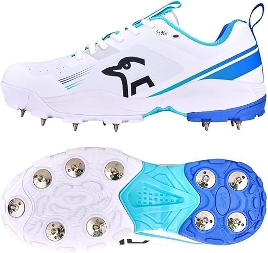 Kookaburra Pro 4.0 Spike Cricket Shoe Mens Senior Sizes White Blue