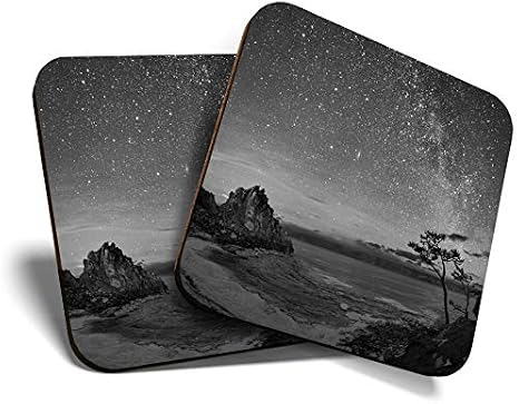2 x Square Coasters - Lake Baikal Milky Way Sky Cork Backed Home Kitchen Accessory Tea Coffee Mug Mat #39331 [Energy Class A+]