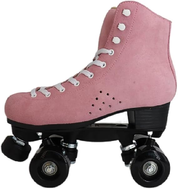 Roller Skates for Girls, Suede Leather Classic Double Row High-Top Roller Skates, Perfect for Indoor Outdoor, with Shoes Bag