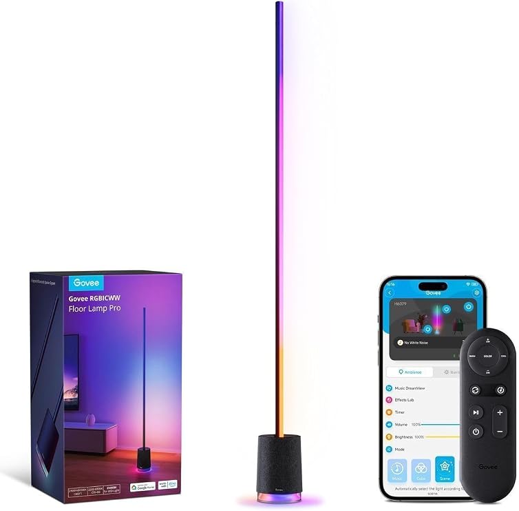 Govee Lyra Pro Matter Destekli, 2100 Lümen, Dahili Bluetooth Hoparlörlü Köşe Lambası - Siyah