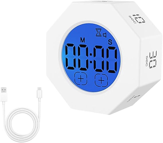 Pomodoro Timer Digital Visual Cube Timer Sensor Flip Timer LCD Display Productivity Digital Cube Timer for Kitchen Classroom Office