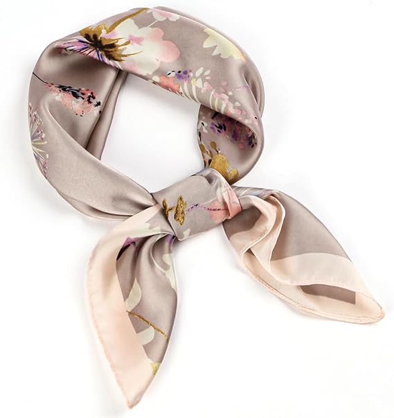 Elegant Women's Satin Bandana 100% Pure Mulberry Silk Gift Wrapping Bandanas for Women Large Graphic Print Silk Scarf 68 x 68 cm for Hair Scarf Neckerchief Hair Accessories Handkerchief