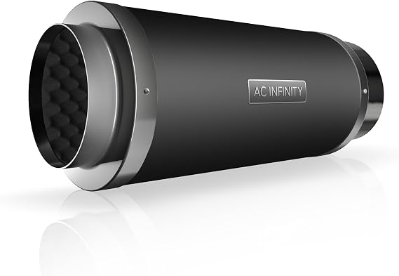 AC Infinity Inline Duct Fan Silencer, 200mm Noise Reduction Muffler Blower [Energy Class A]