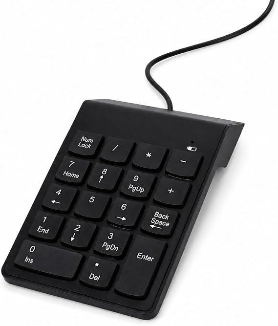 PrimeX PX-1864 USB 2.0 Siyah Kablolu Numerik Klavye Keypad, USB Sayısal Tuş Takımı, PC Laptop Notebook İçin Kablolu NumPad, Ev Ofis Muhasebe Excel Veri Girişi Kullanımına Uygun